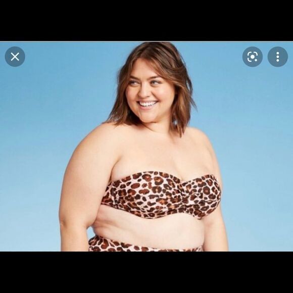 Kona Sol Bandeau Bikini Top Animal Print Plus NWT adjustable straps attachable - Picture 1 of 6